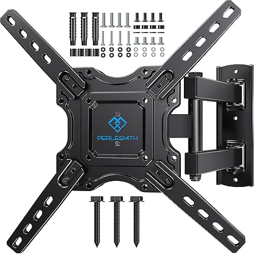 PERLESMITH Full Motion TV Wall Mount for Most 26-60 inch Flat Curved OLED 4K TVs up to 77lbs, Wall Mount TV Bracket with Swivel & Extension Arm, Tilt, Leveling, Max VESA 400x400mm, PSMFK12