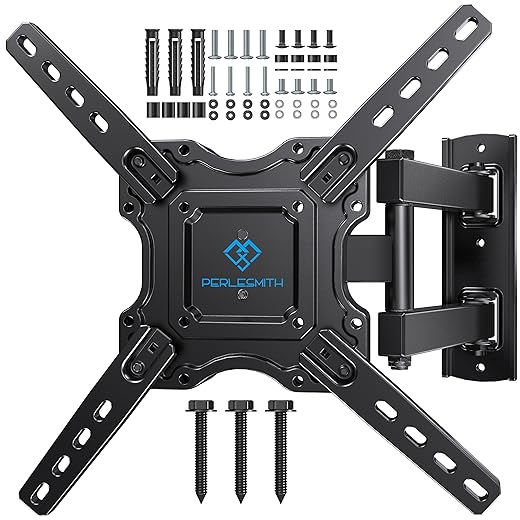 PERLESMITH UL Listed Full Motion TV Wall Mount for Most 26-60 inch Flat Curved OLED 4K TVs up to 77lbs, Wall Mount TV Bracket with Swivel & Extension Arm, Tilt, Leveling, Max VESA 400x400mm, PSMFK12