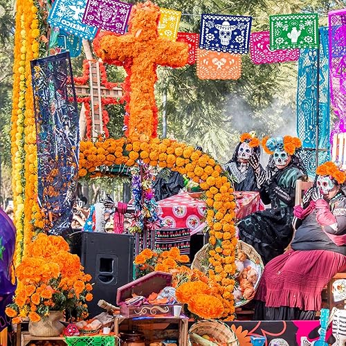 Miniatura 7 de 118 decoraciones de fiesta mexicana incluyen flores de caléndula Día de los Muertos, cartel para el Día de los Muertos, Cinco de Mayo, fiesta