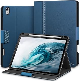 KingBlanc Case for iPad Air 5th Generation 2022/ Air 4th Generation 2020 Vegan Leather Case with Pencil Holder, Apple Pencil2 Charging, Auto Sleep/Wake, Cover for iPad Air 5 & 4, 10.9-inch, Blue