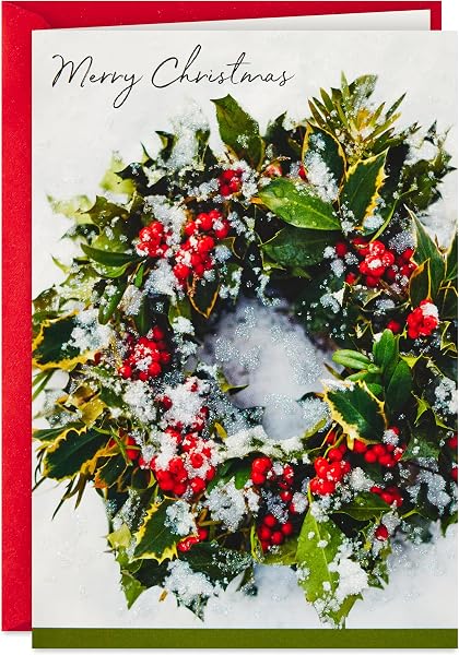 Hallmark Kartki świąteczne w pudełku, śnieżny wieniec (40 kart i koperty)