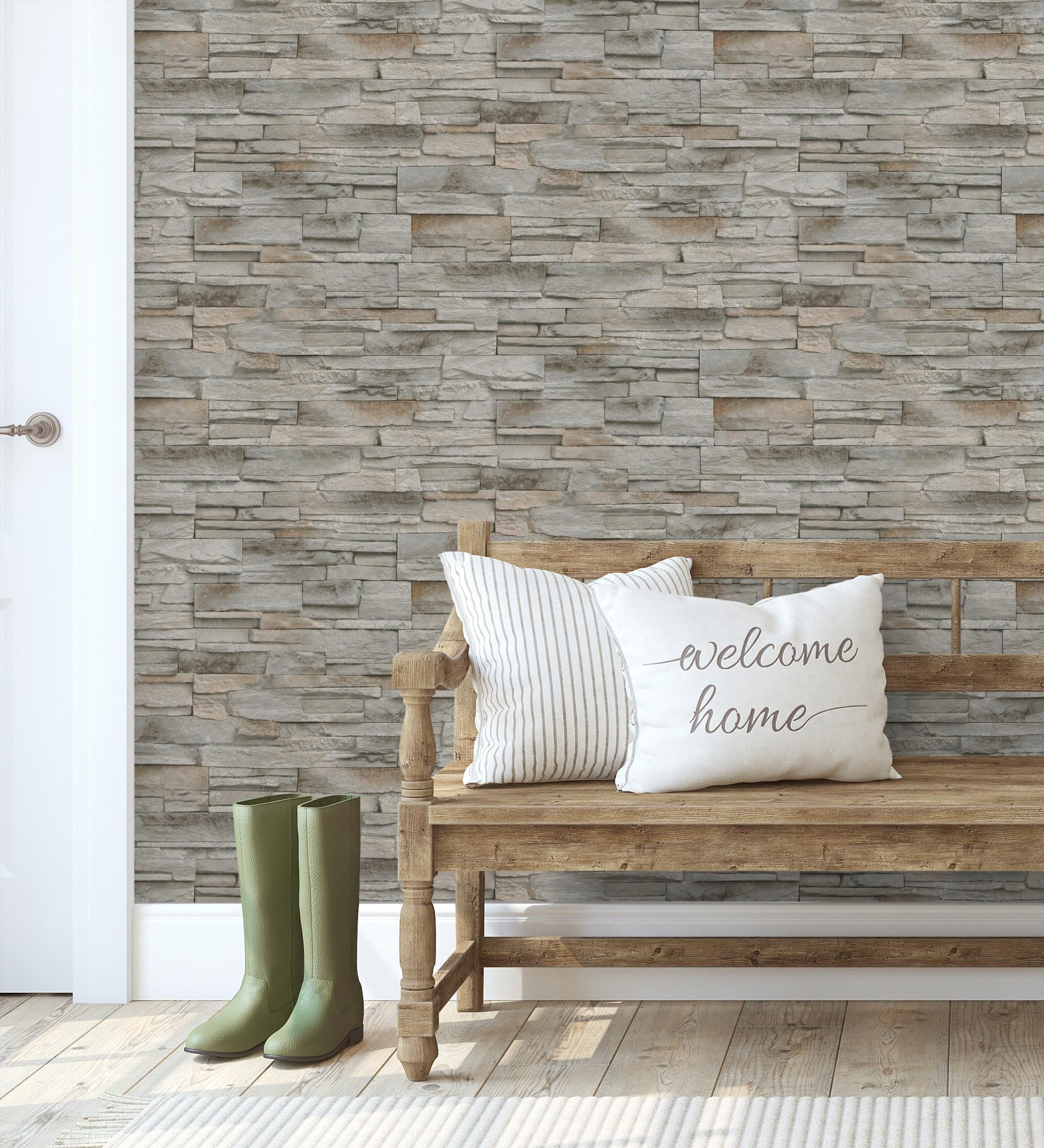 GAULAN 682657 - Papel pintado vinílico lavable de piedra pizarra con textura en relieve para pared salón cocina baño dormitorio pasillo - Rollo de 10 m x 0,53 m