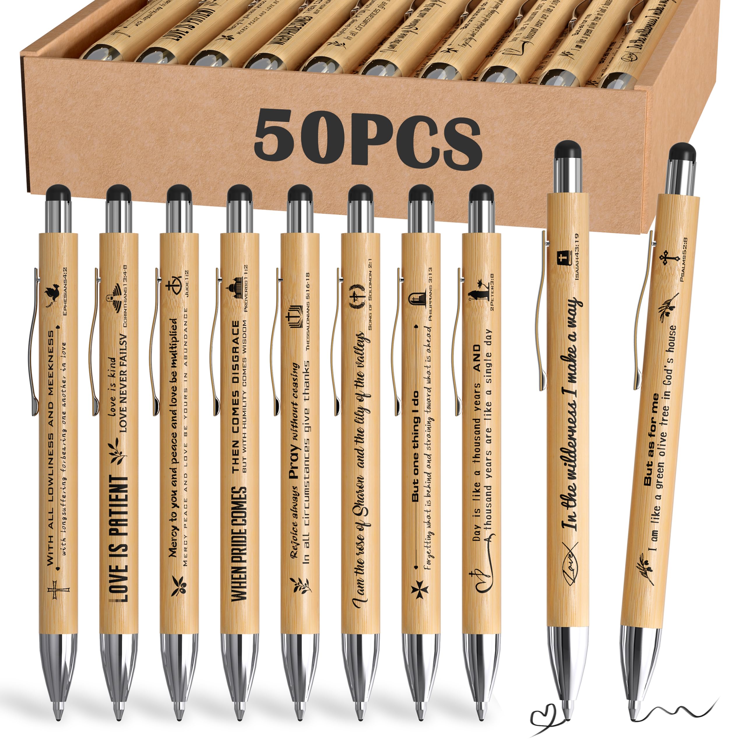 Ctsotmybs Christian Inspirational Pens With Bible Verse Stylus Ballpoint Pens Black Ink Bulk Motivational Christian Gifts for Women Men Bible Study