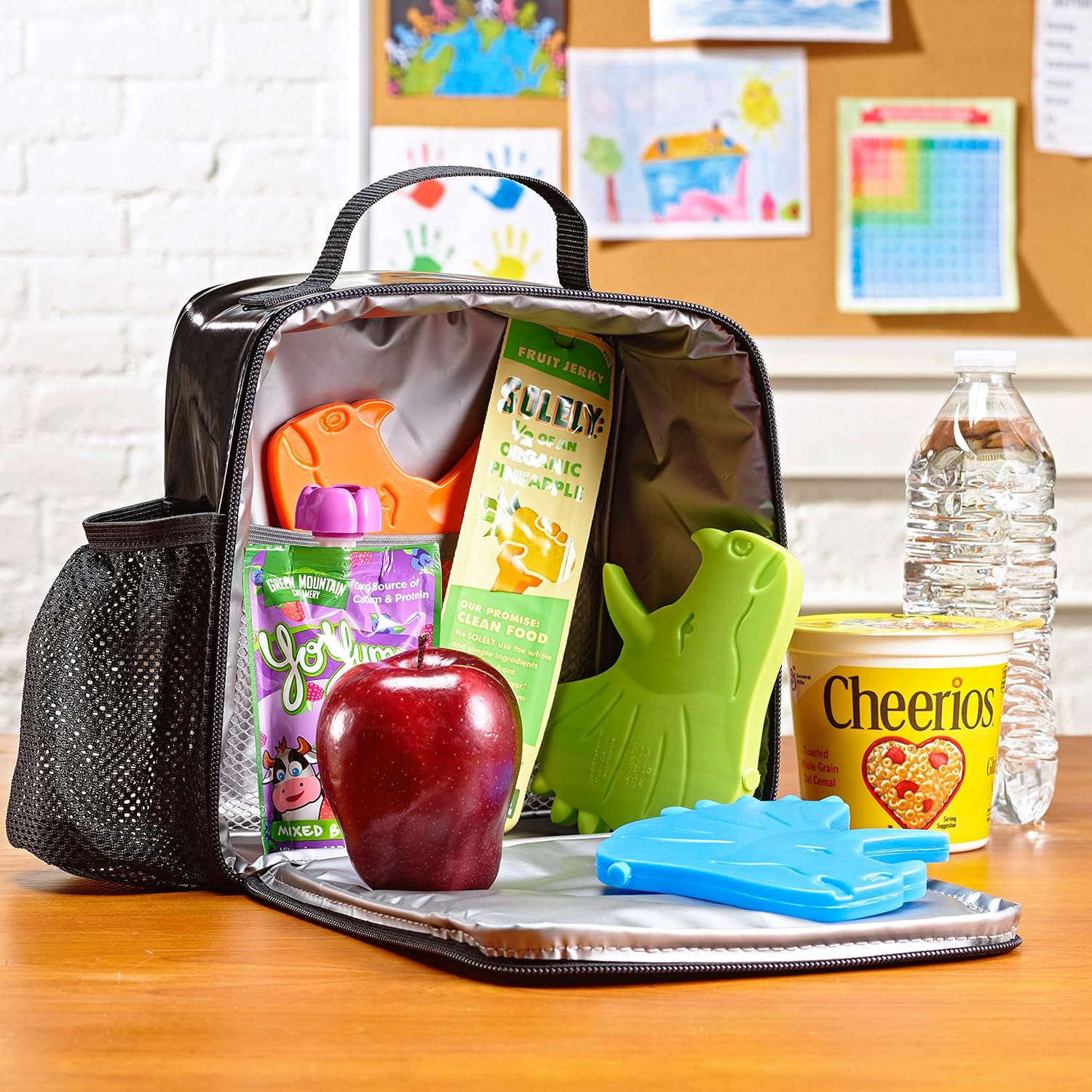 Cool Coolers by Fit & Fresh Kids Lunch Box Ice Packs, Slim Shaped Freezer Pack for Lunch Bags and Coolers 4 Pack Dinosaur Multicolor Dinosaur - Image 4