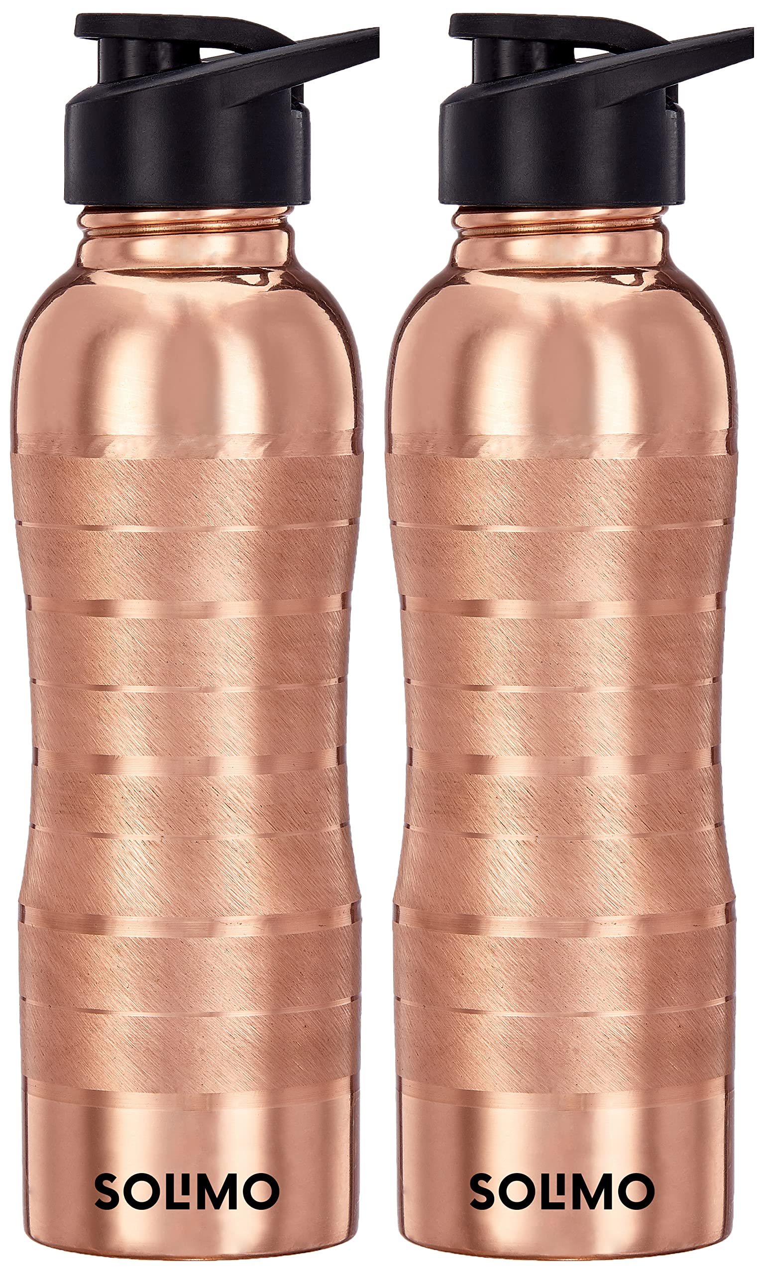 Amazon Brand - Solimo Copper Water Bottle with Fliptop | 100% Pure Copper Water Bottle I Leak Proof & Rust Proof I Copper Bottle for Home, School & Office | Lining Finish | 950 ml | Set of 2 (B0BRBB4CTX) Amazon Price History, Amazon Price Tracker