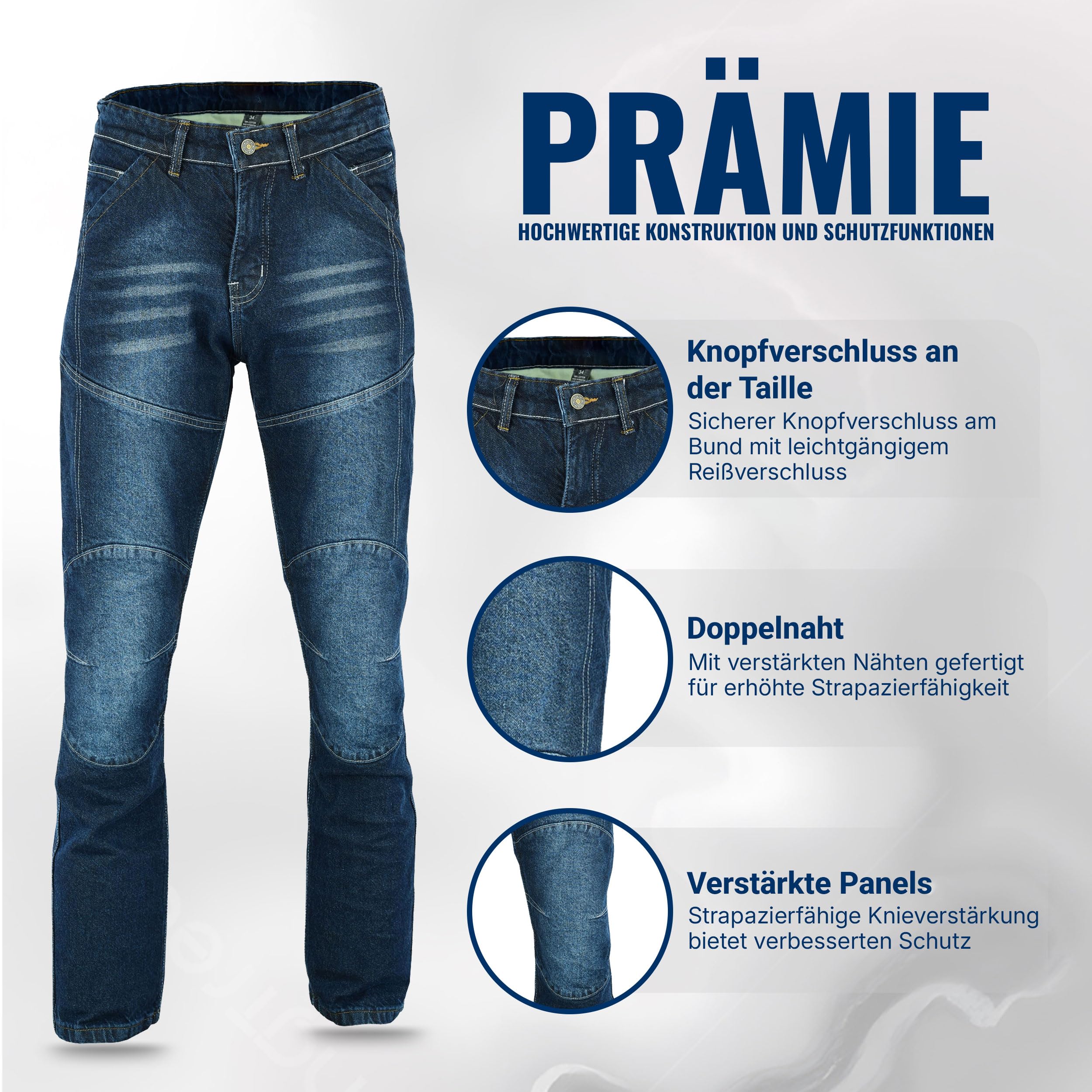 Herren-Motorradjeans aus Aramidfaser mit 4 Arten von Schutzausrüstung, Motorradhose für Motorradrennfahrer, Reithose