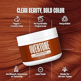 Overtone Semi Permanent Hair Color Conditioner, Golden Copper, 8 oz, Nourishing, Damage-Free, Color Depositing Mask for All Hair Types with Shea Butter & Coconut Oil, Vegan & Cruelty-Free