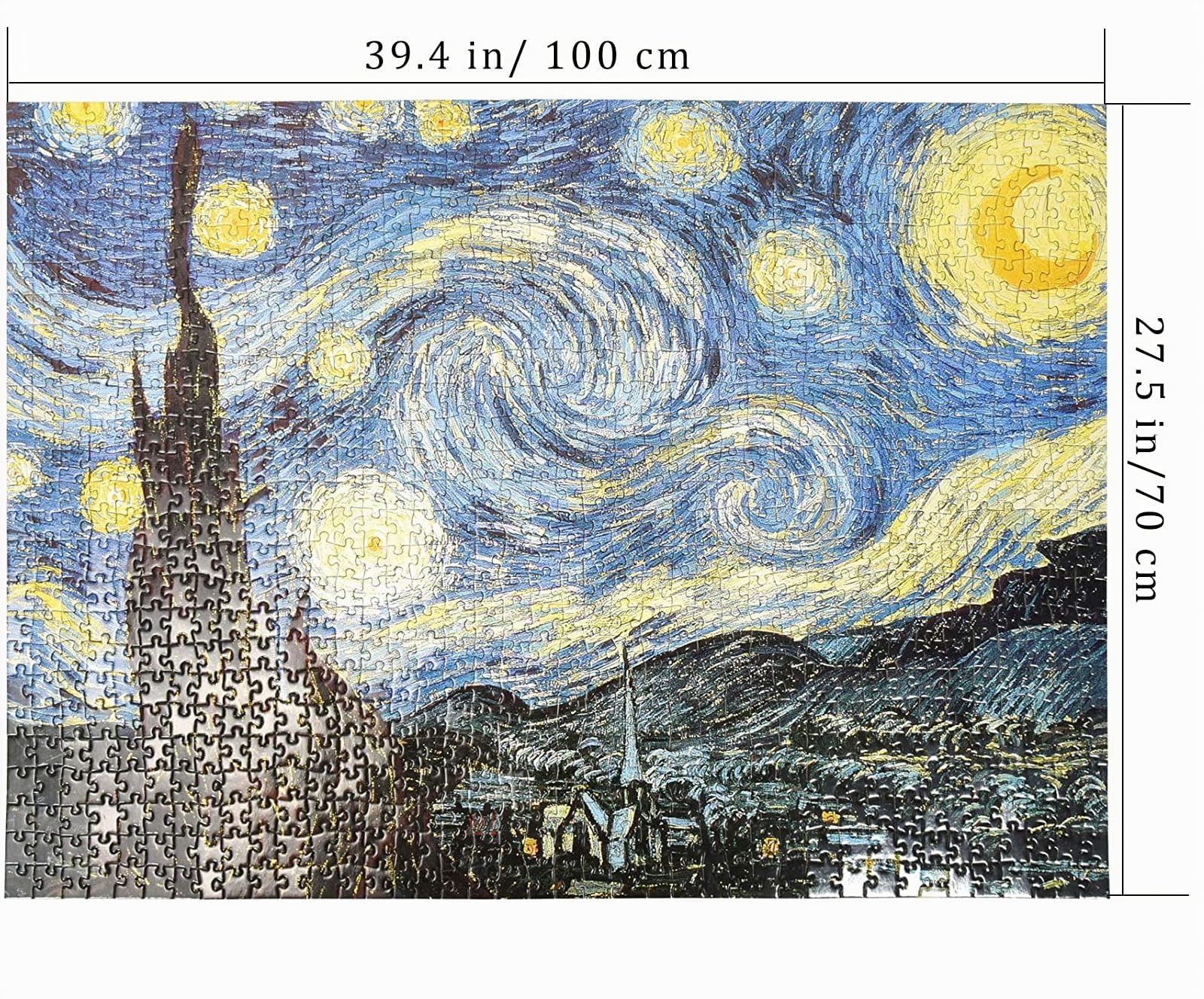 Puzzle 2000 Pieces Adultes Nuit étoilée de Vincent Van Gogh 100 x 70 cm Puzzle Adulte 2000 pièces Jeu éducatif défi Jouet 2000 Pièces Puzzles Van Gogh Peinture Art Adultes