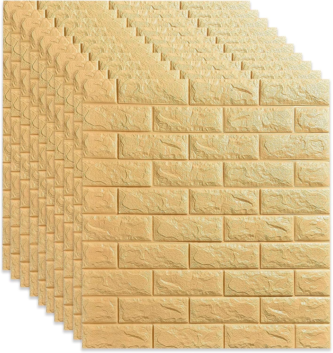 10 paneles de pared 3D autoadhesivos, imitación de ladrillo, fondo de guardería, decoración de pared, resistente a la humedad, para baño, balcón, cocina, 77 x 70 cm (beige)