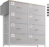 Fabric Chest of Drawers - Canvas Storage Unit with 8 Large Drawers, Label Cards, Side Pocket & Hook for Living Room, Hallway, Bedroom