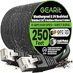 Câble Ethernet extérieur GearIT Cat6 (150ft) 23AWG Cuivre Pur, FTP, LLDPE, Étanche, Enterré, Résistant aux UV, POE, Réseau, LAN, Internet, Câble Cat 6, Câble Cat6 - 150 pieds