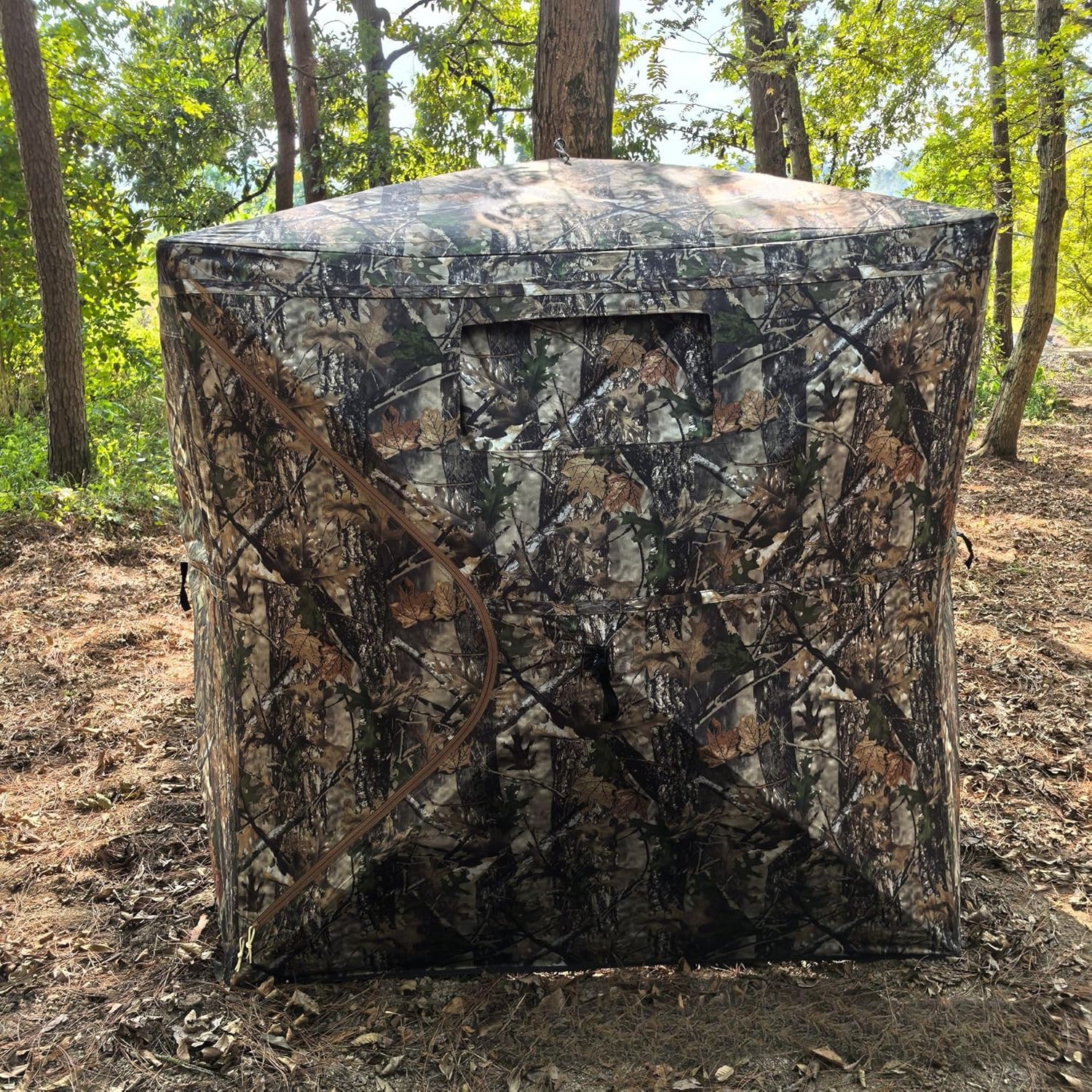 Hunting Blind with Carrying Bag, 270 Degree See Through Ground Blind, Pop Up Hunting Blind Portable Concealed Camouflage Tent for 2/3 Person