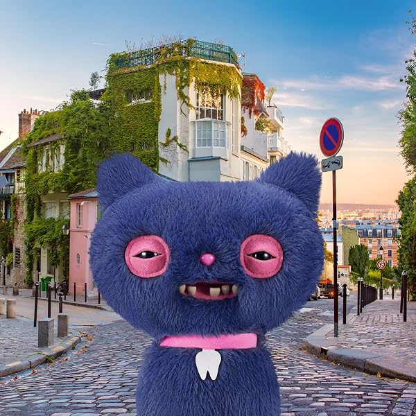 Fuggler Alley Cats Peluche 9" (Cheeze) Gris de ZURU – Monstruo Feo y Divertido con Dientes Humanos. Peluche Coleccionable para niños, Adolescentes, Adultos y Amantes de Gatos raros. - 2
