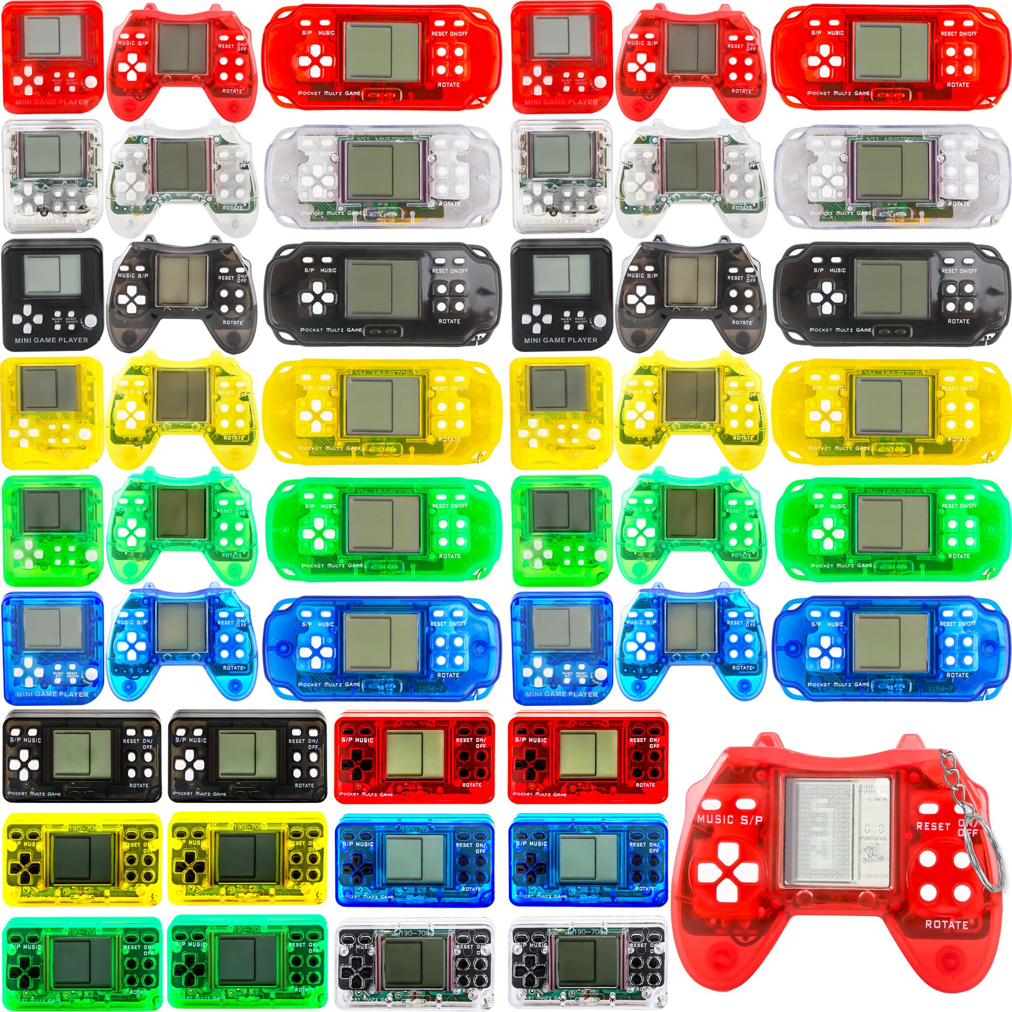 Kugliwa 48 Pack Mini Video Game Party Favors Video Game Keychain Handheld Video Game Key Chain for Kids Goddie Bag Fillers