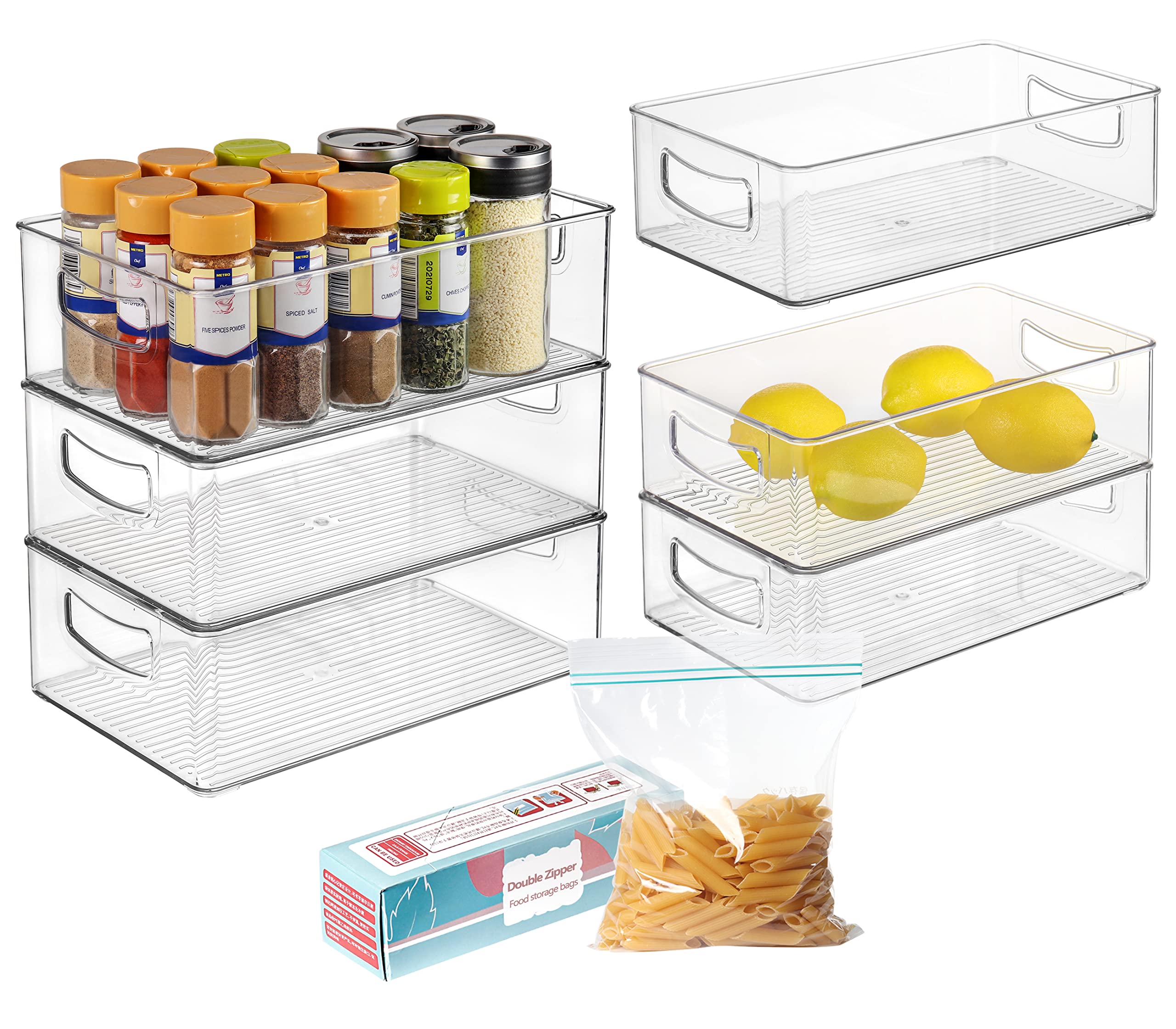 Buy 6 Pack Refrigerator Organizer Bins Pantry Stackable Clear Plastic