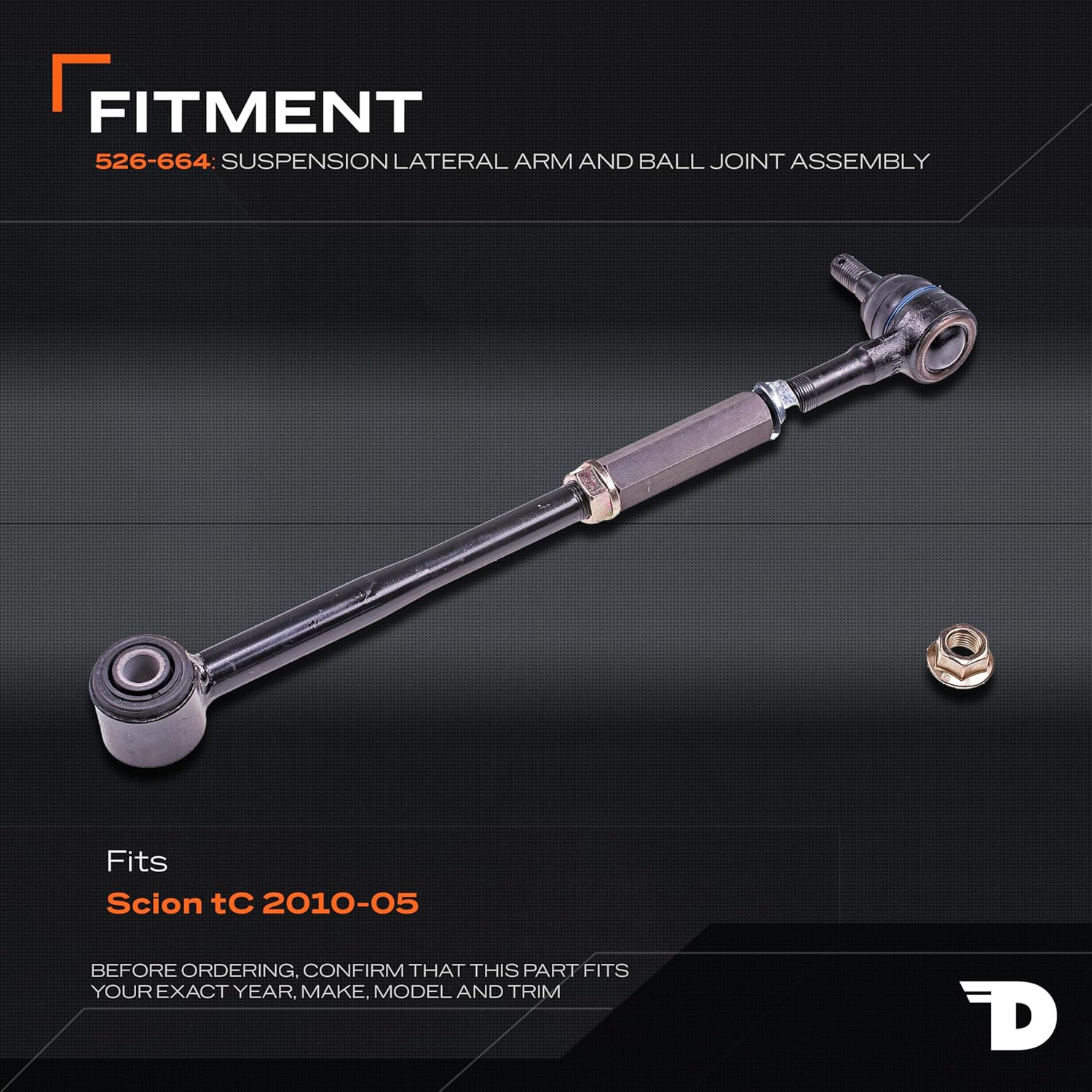 Dorman 526-664 Rear Passenger Side Lower Rearward Lateral Arm and Ball Joint Assembly Compatible with Select Scion Models