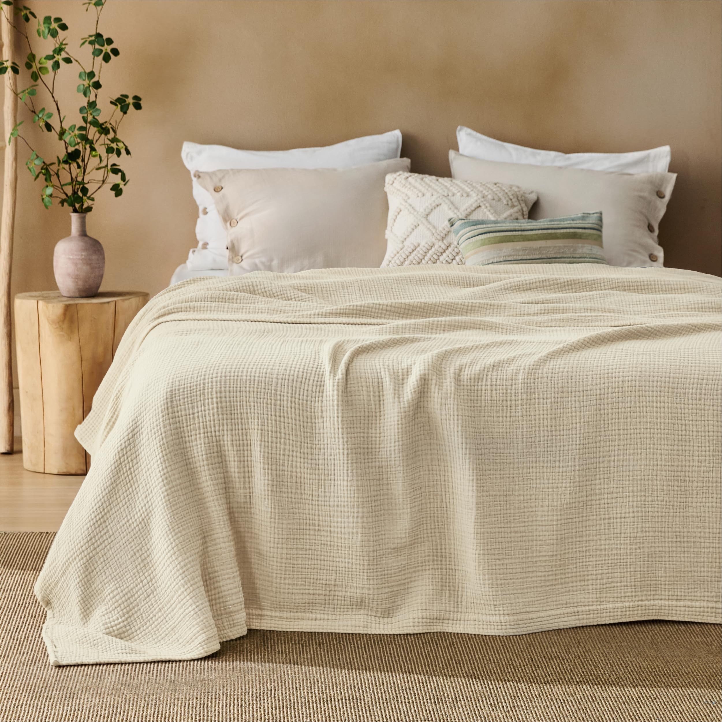 BEDSURE Musselin Decke 100% Baumwolldecke Tagesdecke
