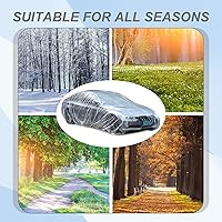 Vista 7 de BBTO Paquete de 50 fundas universales de plástico para automóvil con banda elástica, fundas transparentes desechables a granel de 12.5 x 21.6 pies