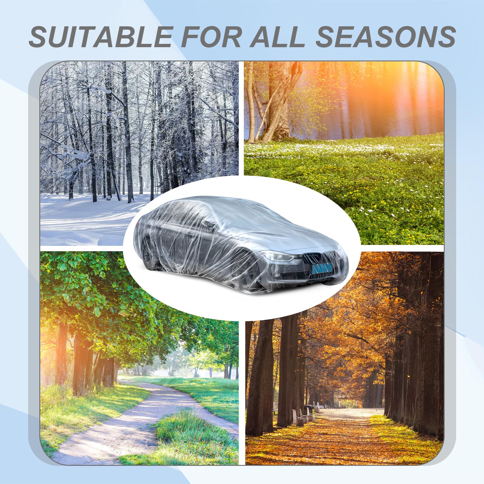 BBTO 1 Pack Universal Plastic Car Cover with Elastic Band Disposable Clear Car Covers Bulk 12 5 x — view 7