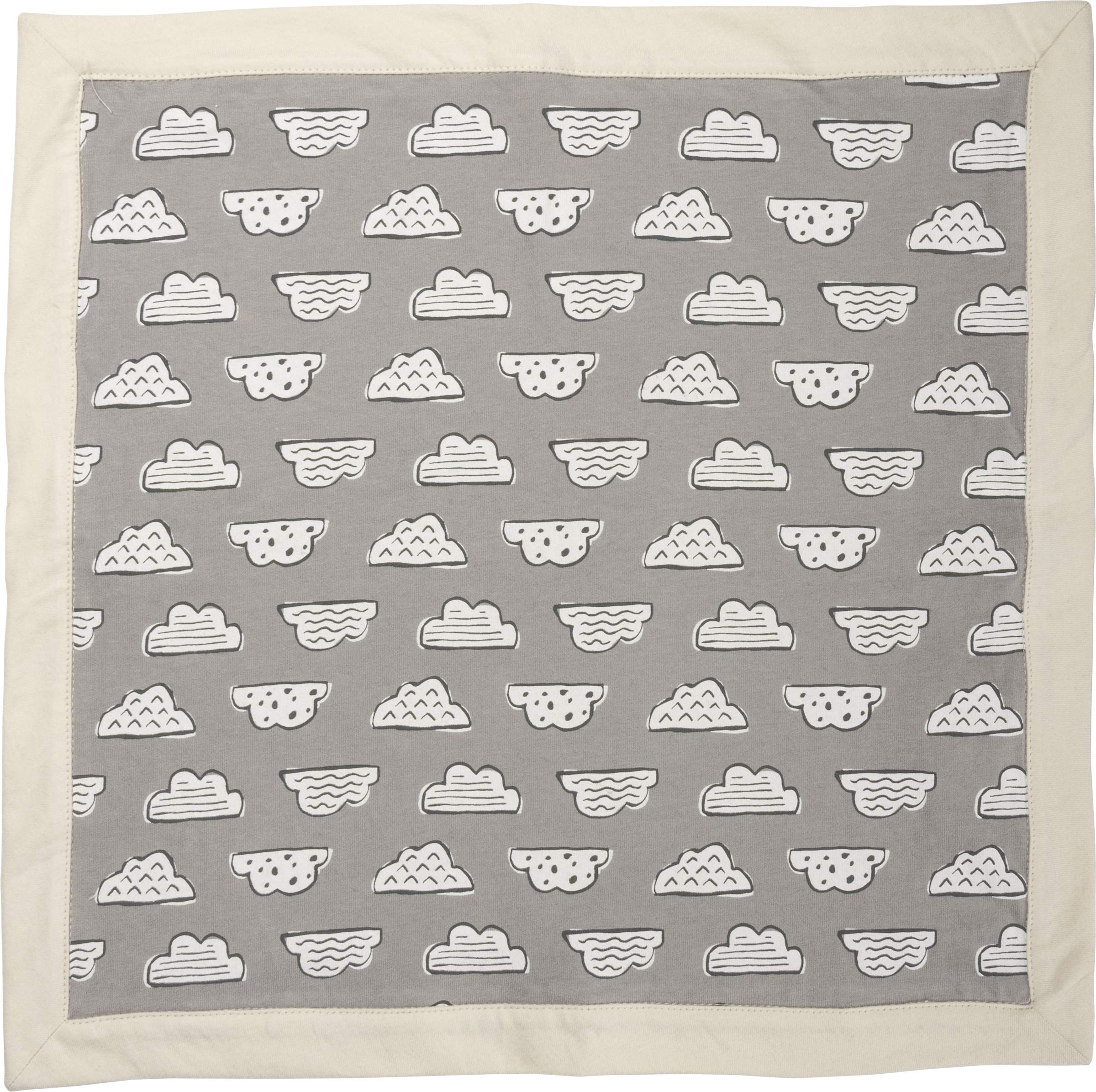 Couverture de sécurité en coton gris à motif nuages 16x16 pour nouveau-né et nourrisson