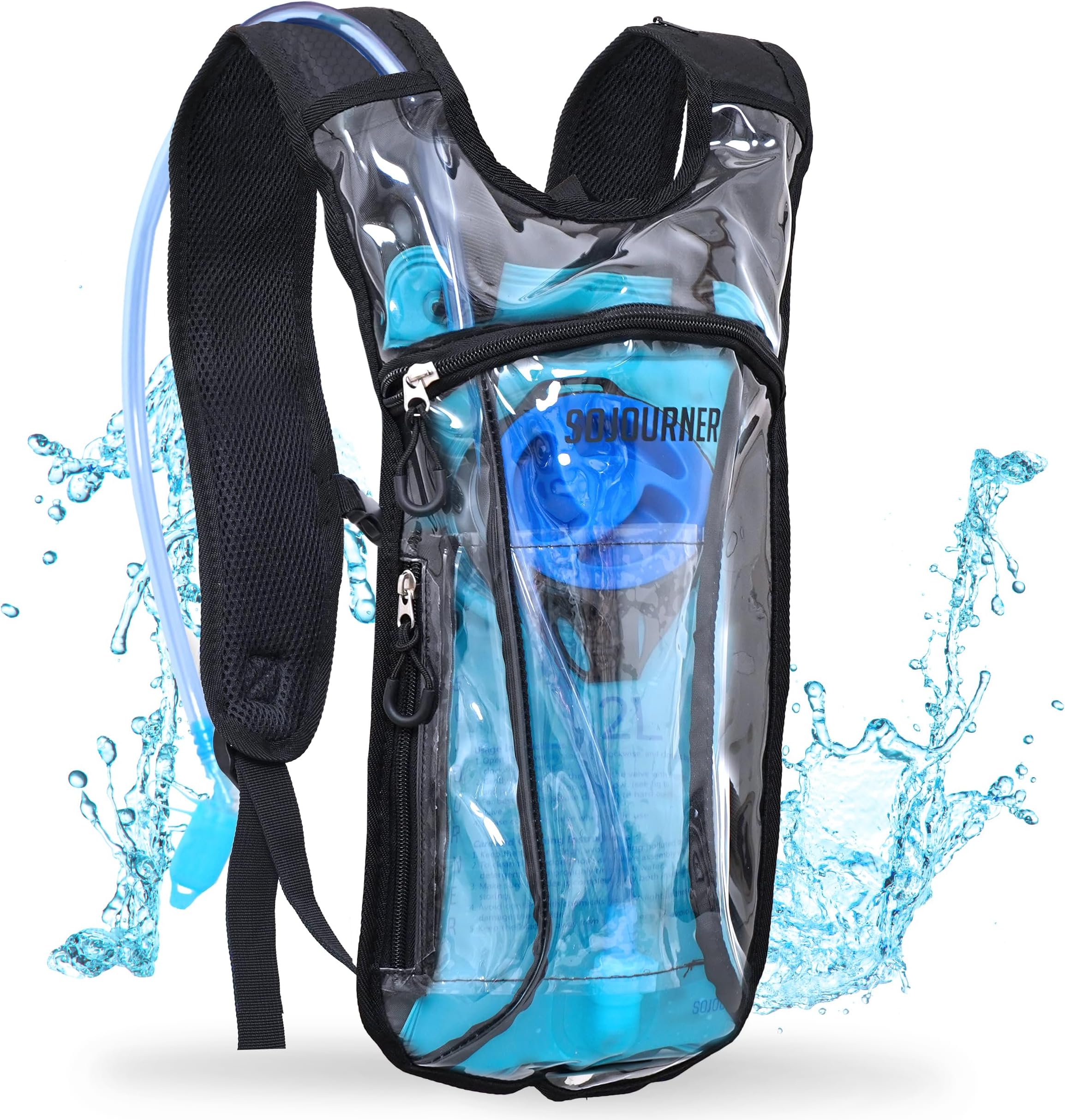 SoJourner Bags Rave Hydration Pack Backpack - 2L Water Bladder Included For Festivals, Raves, Hiking, Biking, Climbing, Running And More