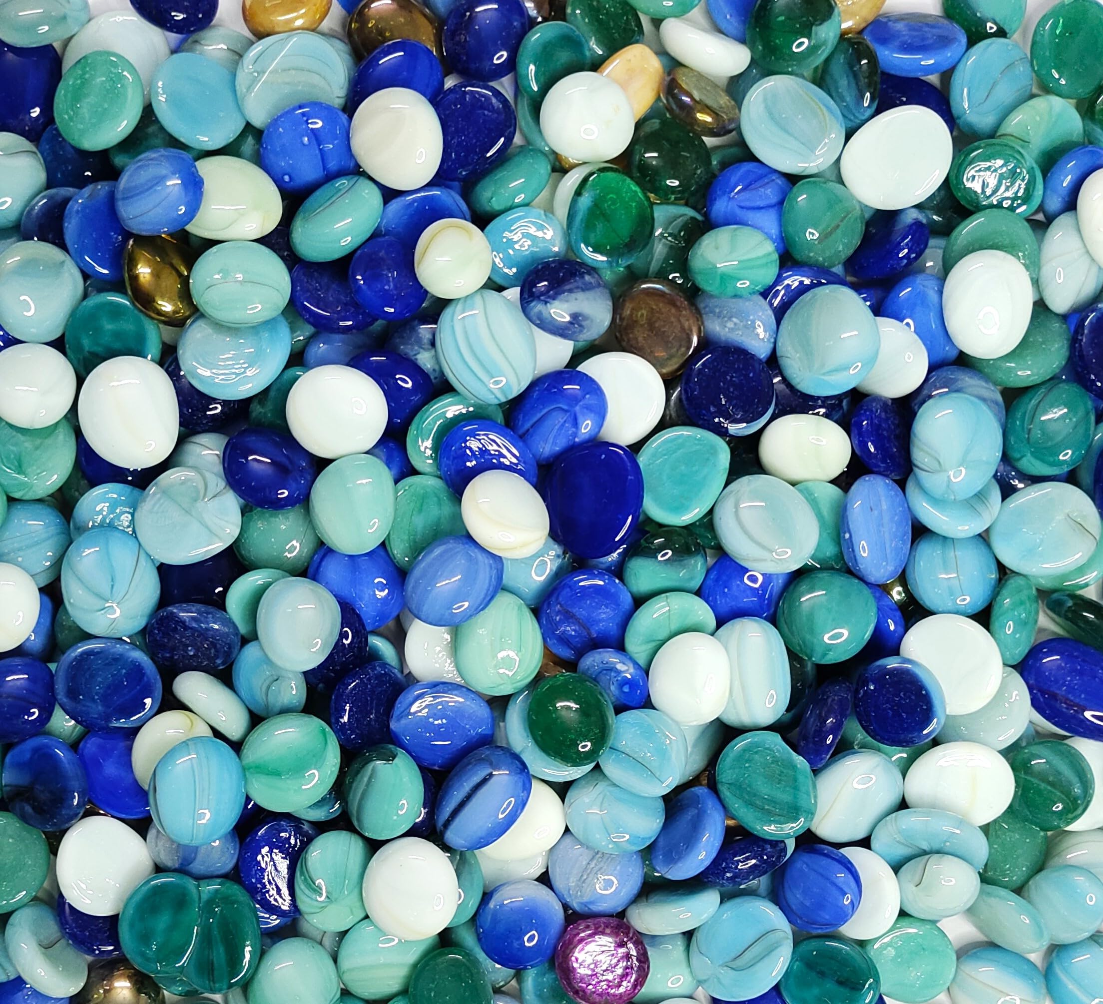 DS1 Glass Pebbles Stones for Aquariums, Fish Tank, Fireplace, Firepit Glass, Vase Filler, Plants Pot, Garden, Lawn, Table Decor for Indoor and Outdoor Home Décor (Opaque Milky Round, 500 Gm)-image-22