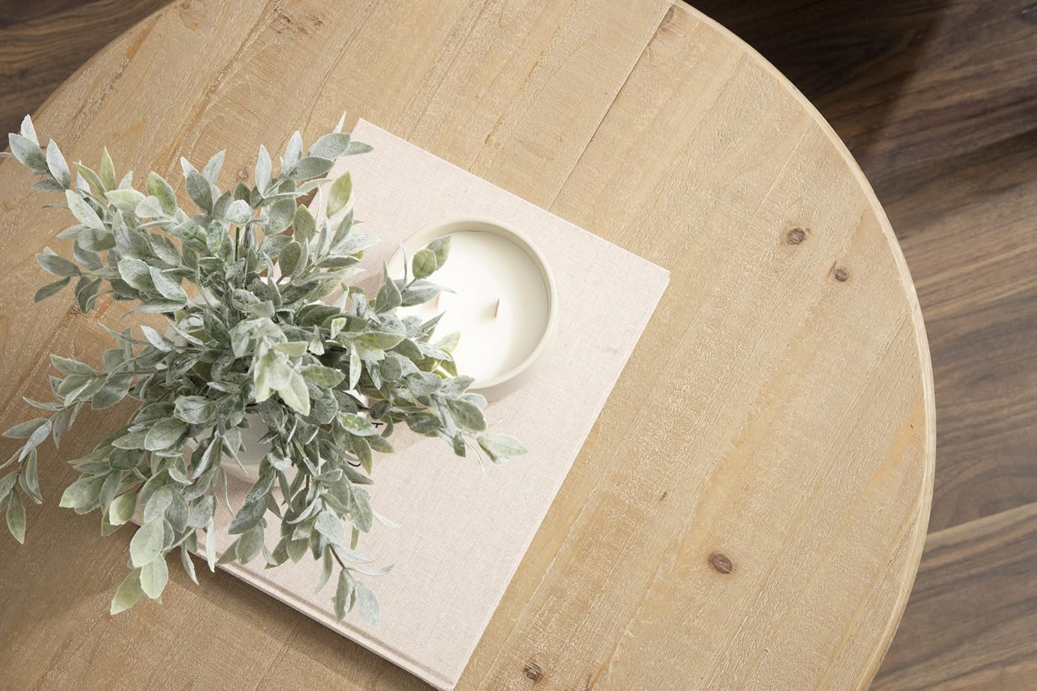 Kate and Laurel Linsley Farmhouse Coffee Table; 28 Inch Diameter; Rustic Brown and White; Decorative Centerpiece Table With Rustic Style for Vintage Decor