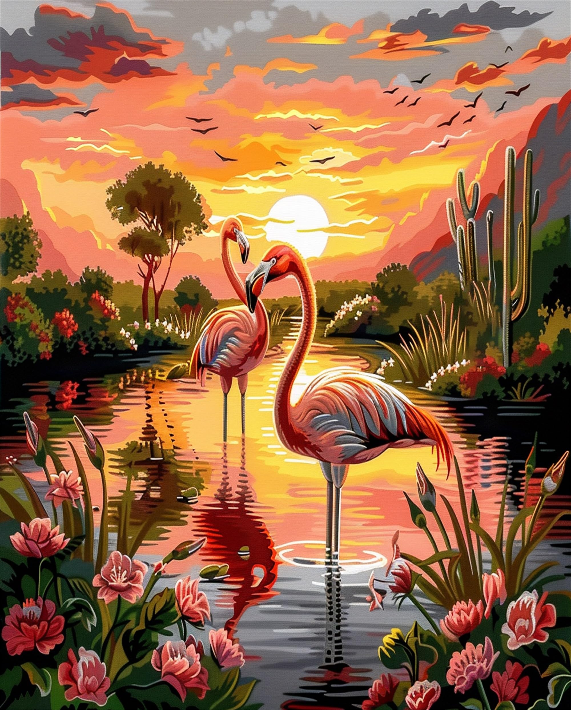 Xiangxujia Adults Paint by Number Kits,Painting by Number Kits on Canvas,Large Color by Numbers Adult Watercolor Gifts for Friends Wall Decor (Crane)