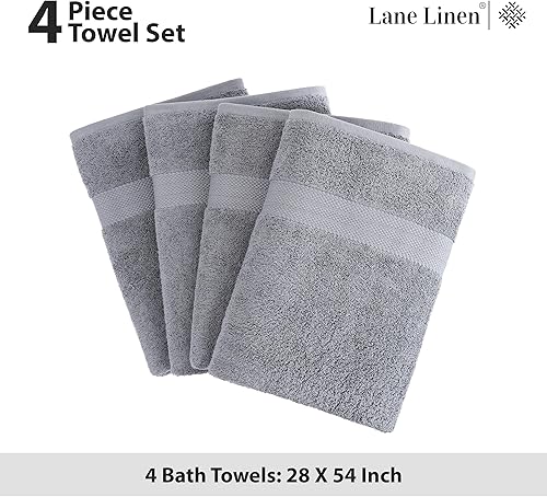 Miniatura 5 de LANE LINEN - Juego de toallas de baño, 4piezas, 100% algodón, ultrasuaves, secado rápido, para spa y baño, color negro