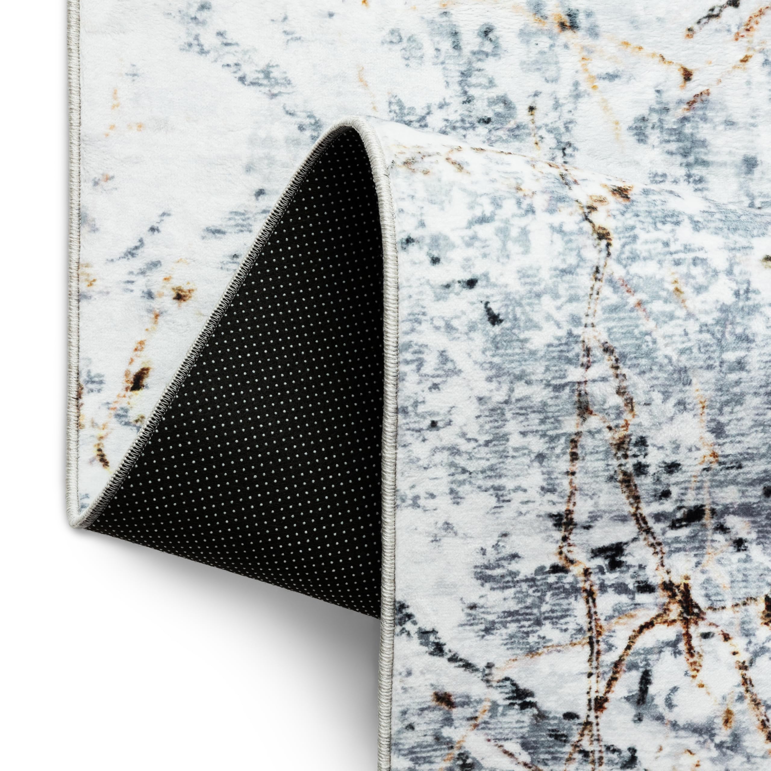 TAPISO Venezia Tappeto Soggiorno Pelo Corto Stampato Facile da Pulire Grigio Nero Effetto Marmo Moderno Antiscivolo - Tappeto per Camera da Letto Sala da Pranzo Corridoio Oeko-Tex 140 x 200 cm