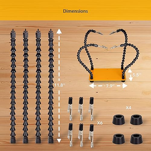 Miniatura 3 de KOTTO Helping Hands Herramienta de soldadura  4 brazos antideslizante  Base pesada de acero con clips resistentes  Soporte para placas de circuito