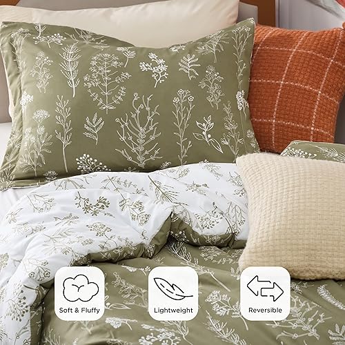 Miniatura 3 de Bedsure - Juego de edredón tamaño individualindividual XL, 2 piezas, bonito, con estampado floral, 1 suave edredón reversible con diseño botánico de