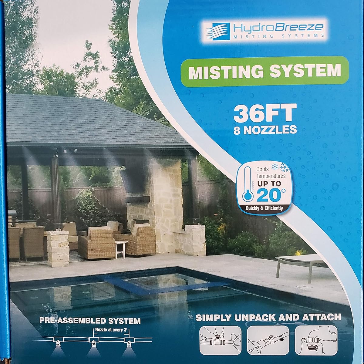 Pre-Assembled Misting System 36 Feet 1/4 in Beige Tubing - 8 Nozzles
