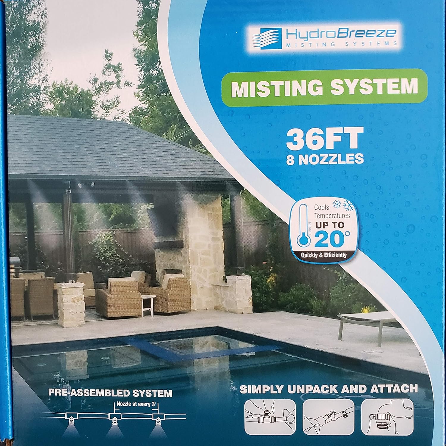 Pre-Assembled Misting System 36 Feet 1/4 in Beige Tubing - 8 Nozzles