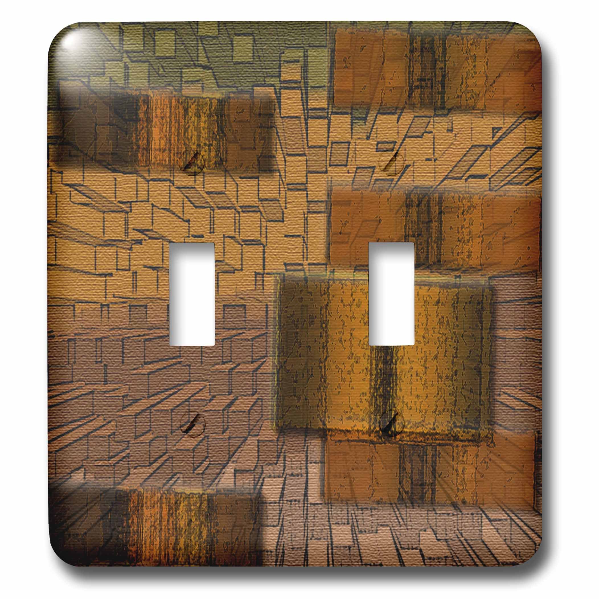 Interrupteur à bascule double plan 3D aspect bois marron extrusion
