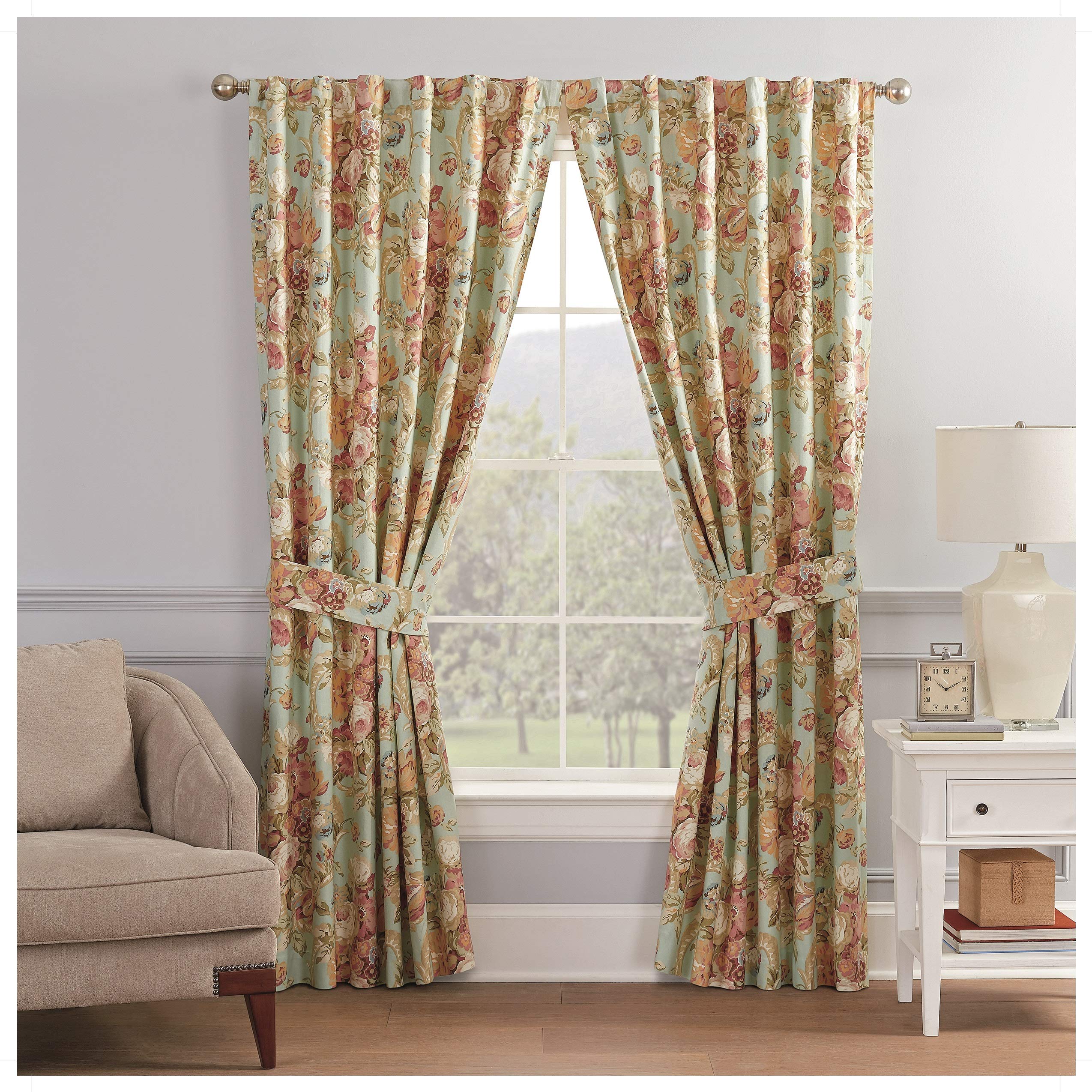 WaverlySpring Bling Rod Pocket Curtains for Living Room, Double Panel, 100" x 84", Vapor