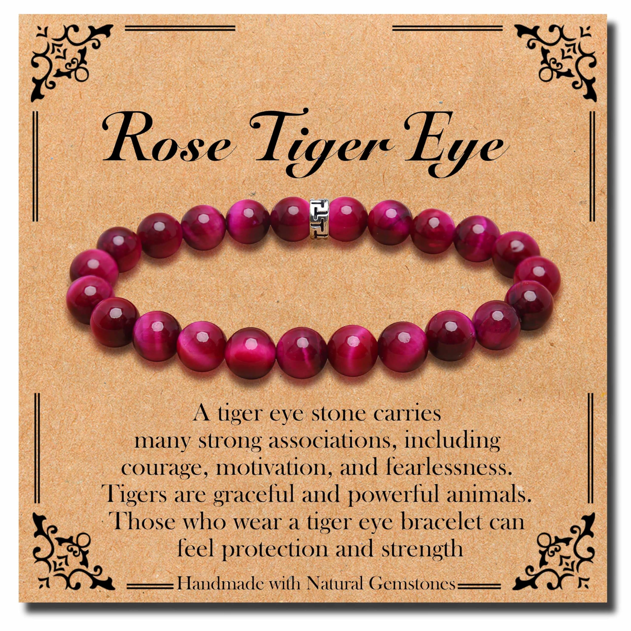 BONNY BOXX Natural Stretch Healing Gemstone Bracelet, 4/6/8mm Semi Precious Stone Bracelet for Men Women, Stress Relief Crystal Jewelry