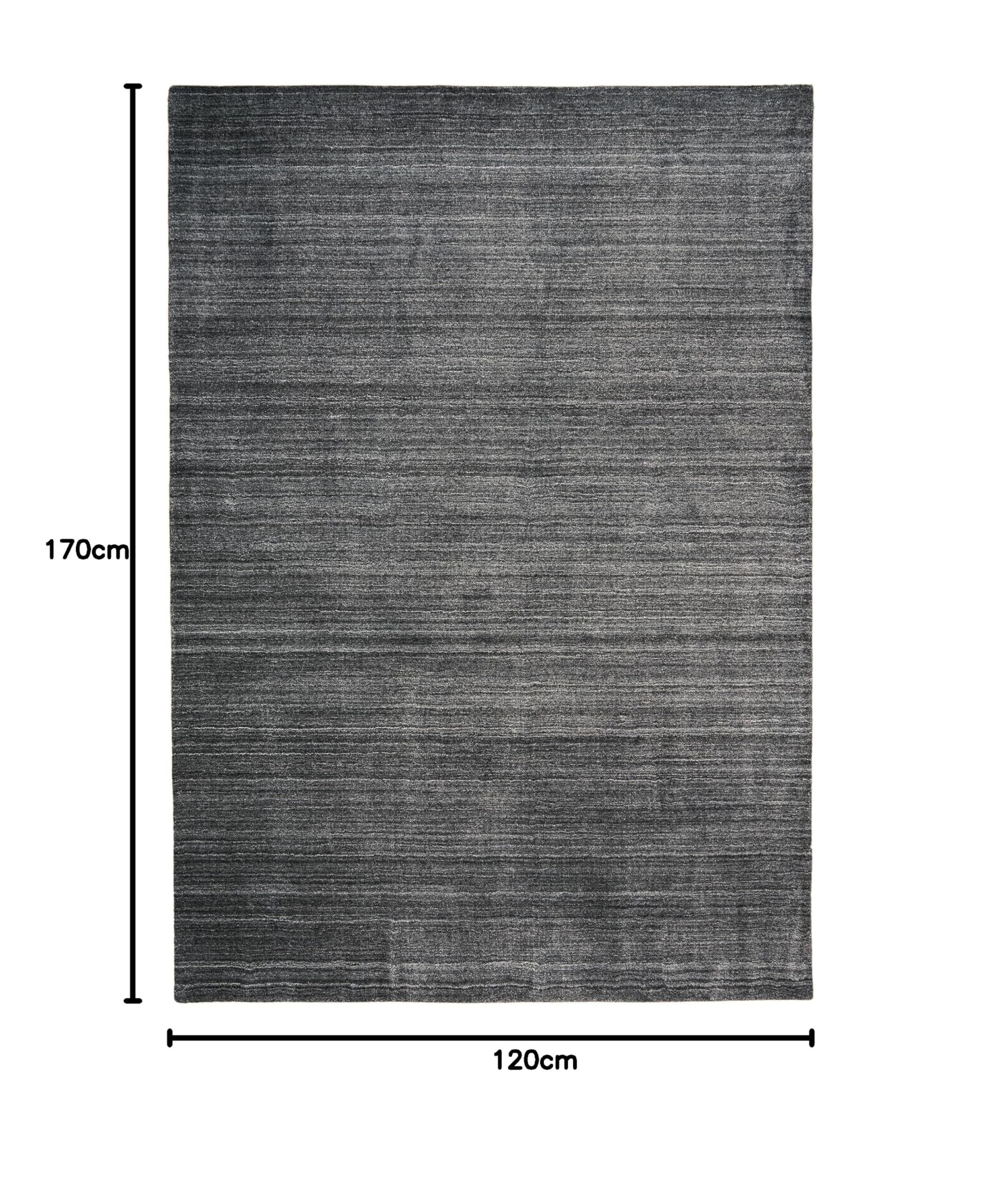 120 x 170 Teppich Wohnzimmer Anthrazit Natur Wolle modern Wohnzimmerteppich Melange dezent Feng Shui Luxus Zertifiziert Made in Germany Design Manufaktur Markenteppich Oeko TEX