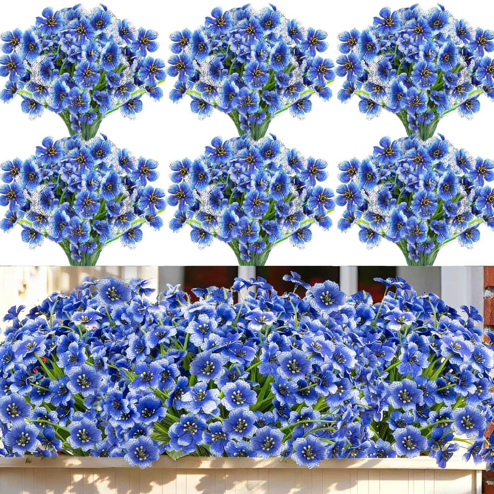 Nepfaivy Artificial Flowers Outdoor Blue - 24 Bundles