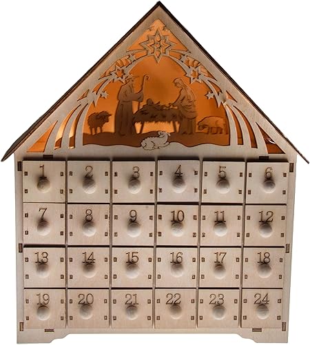 Miniatura 2 de Clever Creations calendario de Adviento de la escena de la Natividad, cuenta regresiva de 24 días a la Navidad, calendario de adviento de madera,