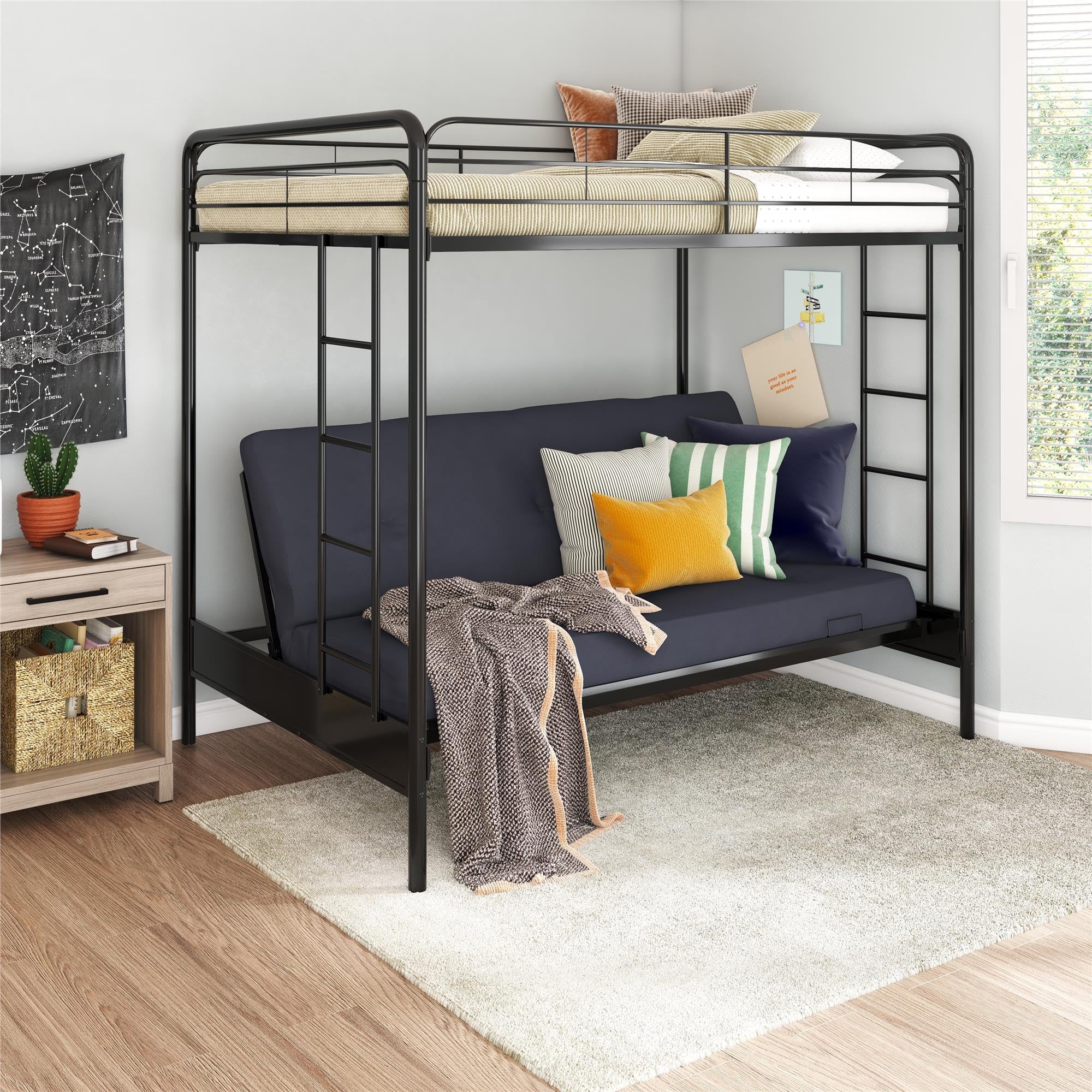 DHP Sammie Full Over Futon Metal Bunk Bed, Black