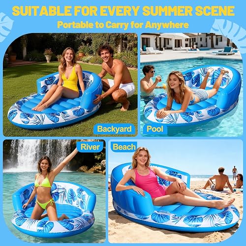 Luxfero Inflatable Float for Adults Pool Raft Inflatable Chair for Water Party Summer Party - 7