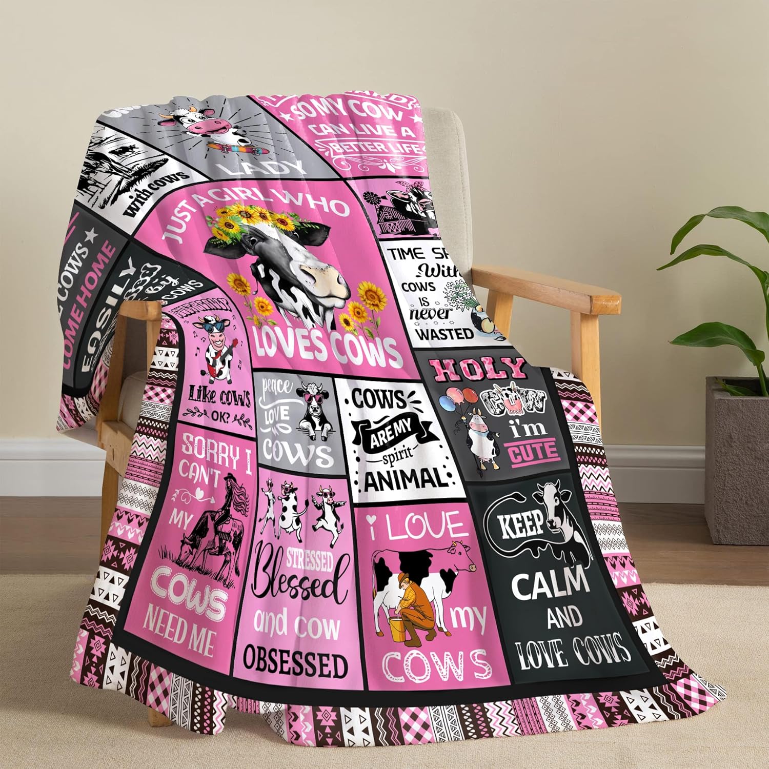 Cow Blanket, Soft Flannel Cow Throw Blanket, Cows Gifts for Cows Lovers, Sofa Couch Bed Decor, 50"X40" - Image 3