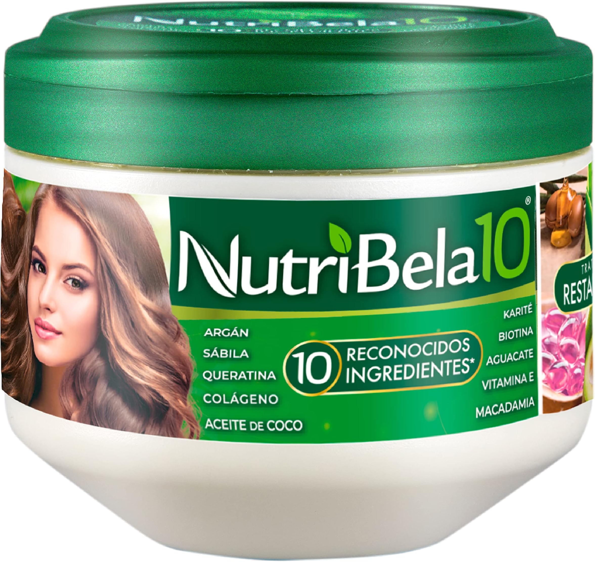 Nutribela Hair Mask for damaged dry hair treatment with Avocado Argan Collagen Coconut oil Keratin Aloe Vera Vitamin E Serum Shea Macadamia Deep Conditioner Curly Frizzy cabello maltratado 17Onz