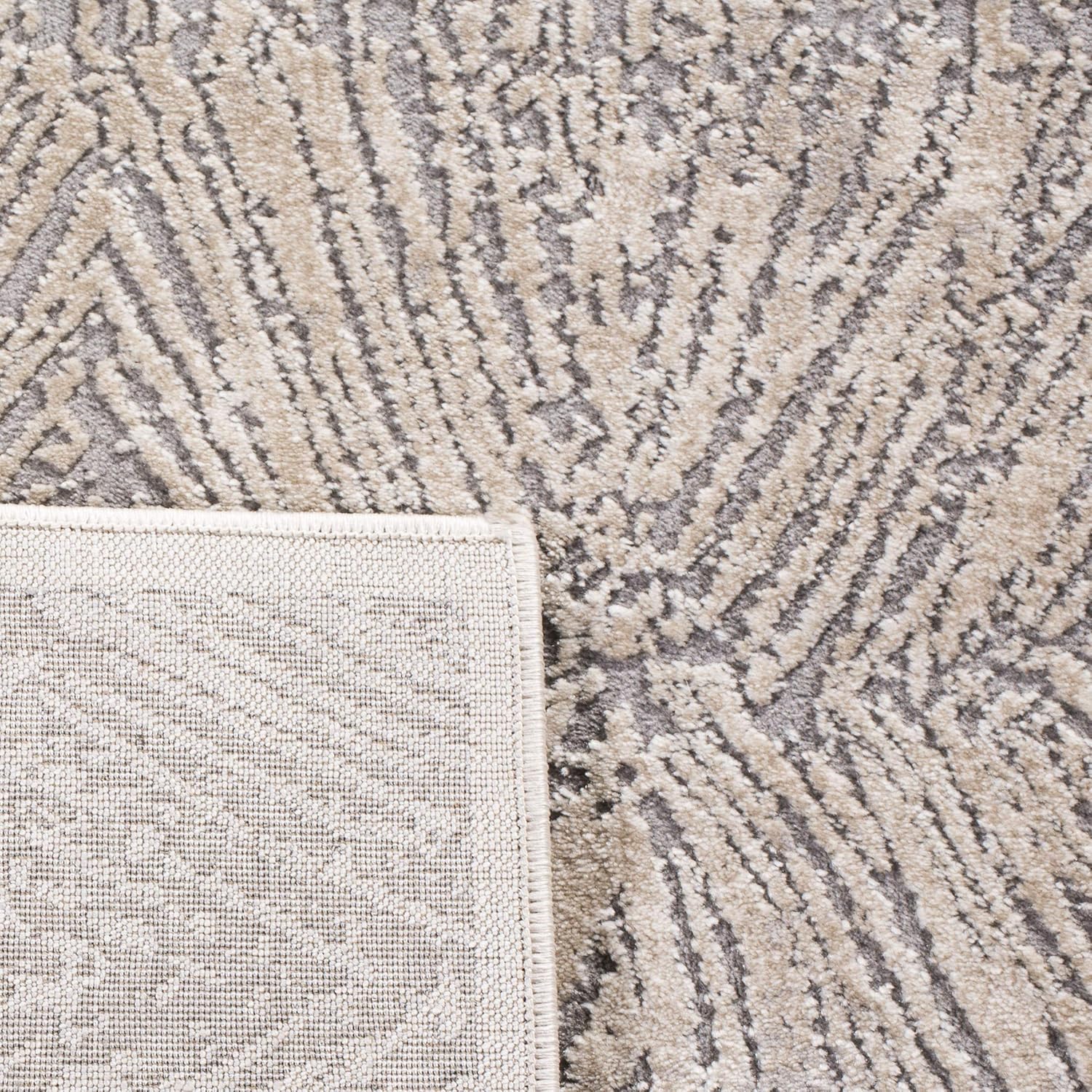 SAFAVIEH Meadow Collection 2'7" x 8' IvoryGrey MDW319A Modern Abstract Runner Rug
