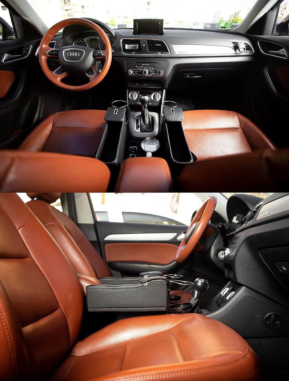 Car Console Seat Side Coin Holder Cup Holder Storage Organizer -Driver and Passenger Side Super Handy Storage Organizer for Cellphone, Wallet, Keys Zento Deals 2 Pack of Black : Automotive