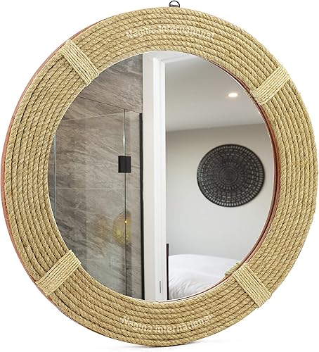 Miniatura 8 de Nagina International Espejos decorativos redondos de cuerda trenzada, espejo acentuado de cuerda, regalos de decoración de marinero marítimo,