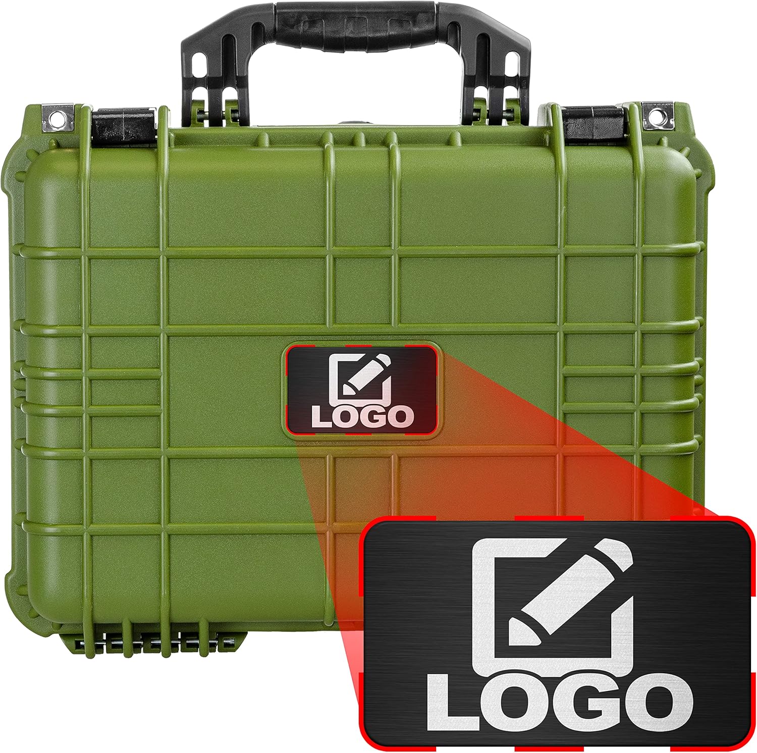 Eylar Standard 16" Gear, Equipment, Hard Camera Case with Custom Logo Plate, Waterproof with Foam TSA Standards (Green)