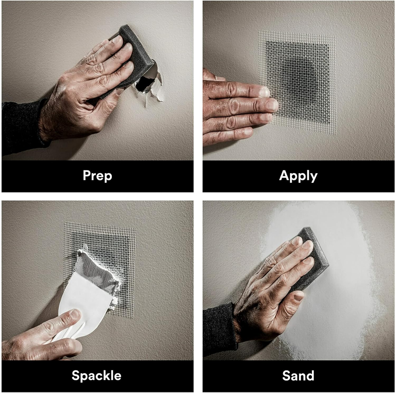 3M High Strength Small Hole Repair Kit with 8 fl. oz Spackling Compound, Self-Adhesive Patch, Putty Knife, and Sanding Pad - - 