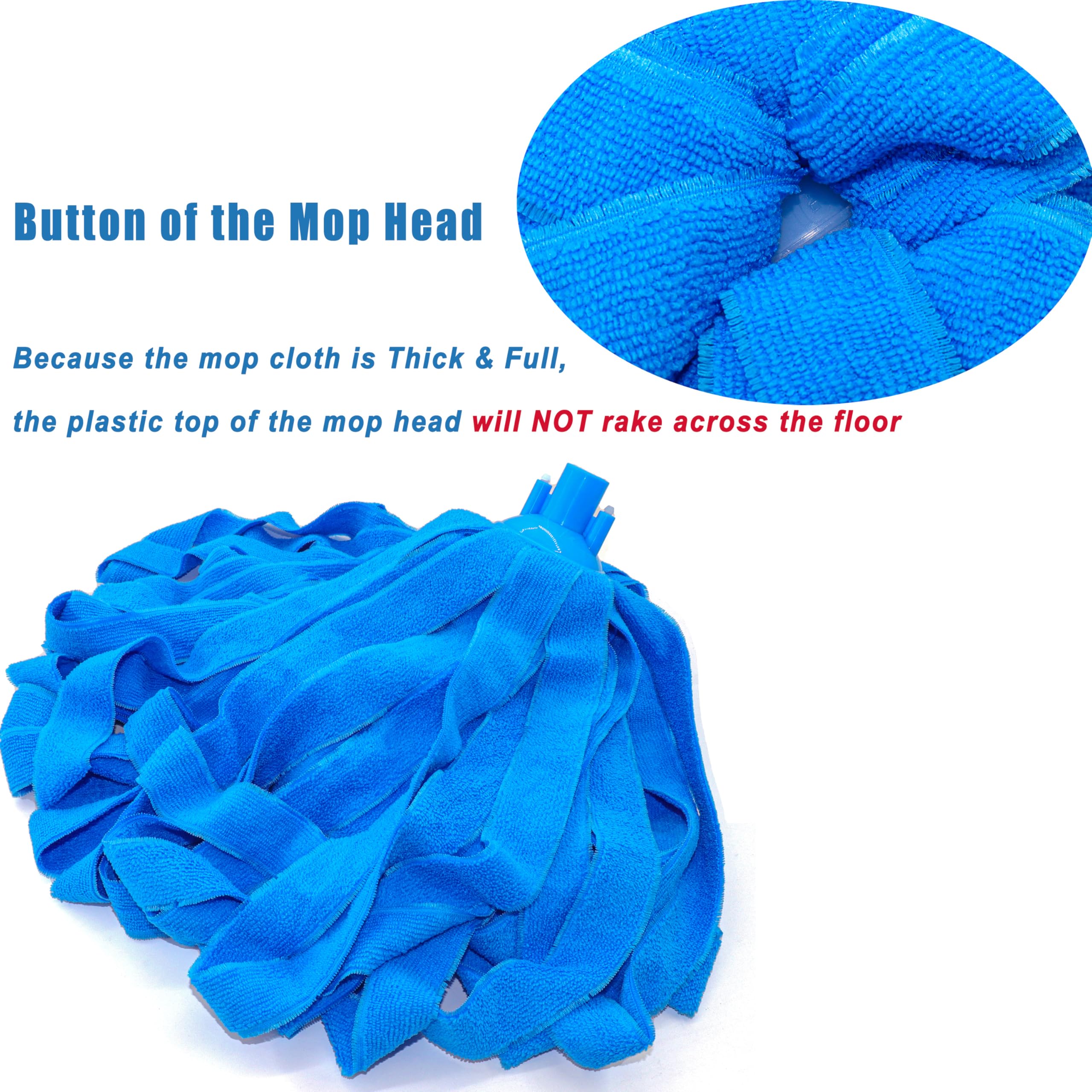 Cabezal de fregona de microfibra con cuerda de repuesto, cabezal de trapeador atornillado con extremo de bucle compatible con todos los postes de rosca estándar de Estados Unidos (Acme rosca de 3/4